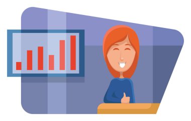 Gülümseyen kız, illüstrasyon, beyaz arka planda vektör..