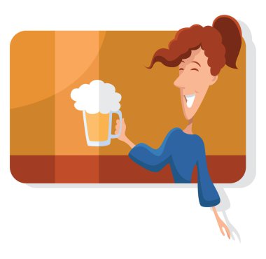 Biralı kadın, illüstrasyon, beyaz arka planda vektör..