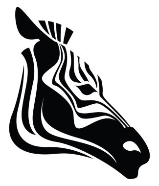 Zebra kafası dövmesi, dövme çizimi, beyaz arkaplanda vektör..