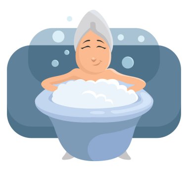 Kadın banyosu, illüstrasyon, beyaz arka planda vektör..