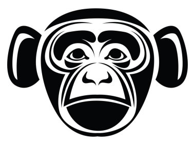 Maymun suratlı dövme, dövme çizimi, beyaz arkaplanda vektör..