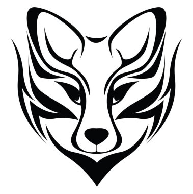 Tilki kafası dövmesi, dövme çizimi, beyaz arka planda vektör..