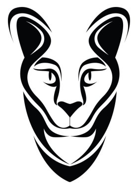 Kedi kafası dövmesi, dövme çizimi, beyaz arka planda vektör..