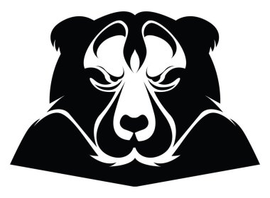 Kızgın ayı kafası dövmesi, dövme çizimi, beyaz arka planda vektör..