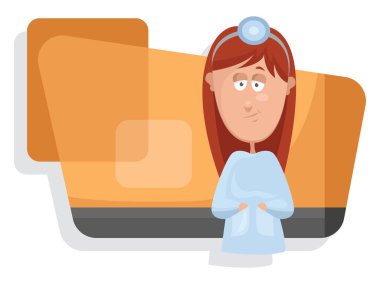 Kızıl saçlı dişçi kadın, illüstrasyon, beyaz arka planda vektör..