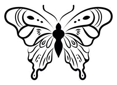 Kelebek su sıçratır dövme, illüstrasyon, beyaz arkaplanda vektör.