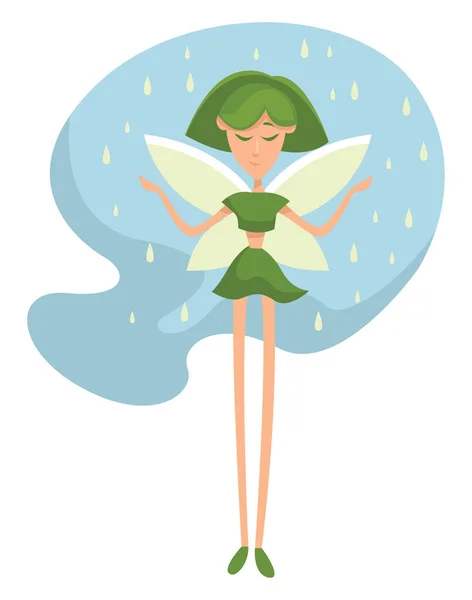 Green Fairy Illustration Vector White Background — Stock Vector