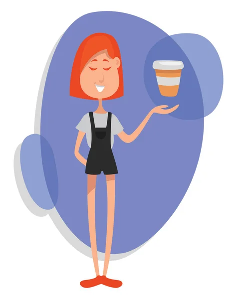 Girl Coffee Mug Illustration Vector White Background — Stock Vector