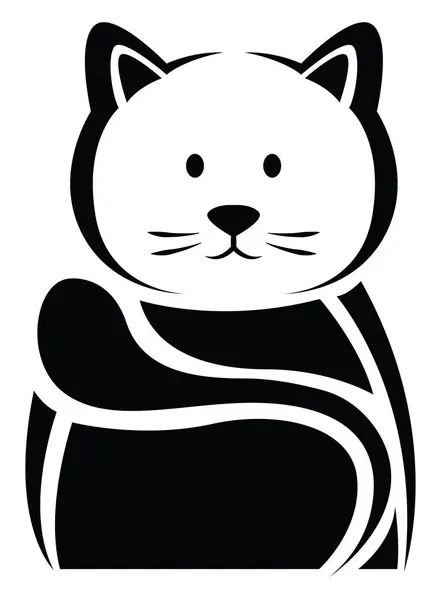 可爱的猫纹身 纹身插图 白色背景上的矢量 — 图库矢量图片