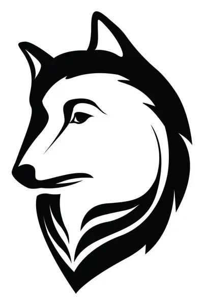 Tatouage Tête Profil Loup Illustration Tatouage Vecteur Sur Fond Blanc — Image vectorielle
