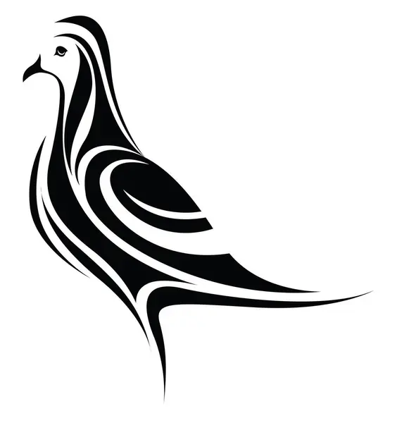 Tatouage Oiseau Pigeon Illustration Tatouage Vecteur Sur Fond Blanc — Image vectorielle