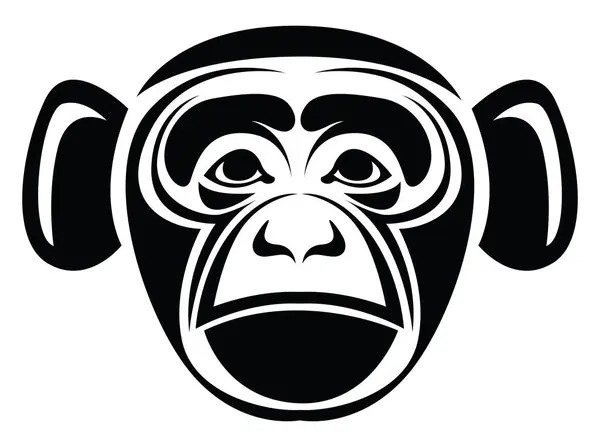 猴面部纹身 纹身图解 白色背景上的矢量 — 图库矢量图片