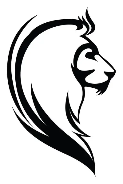 Tatouage Tête Profil Lion Illustration Tatouage Vecteur Sur Fond Blanc — Image vectorielle