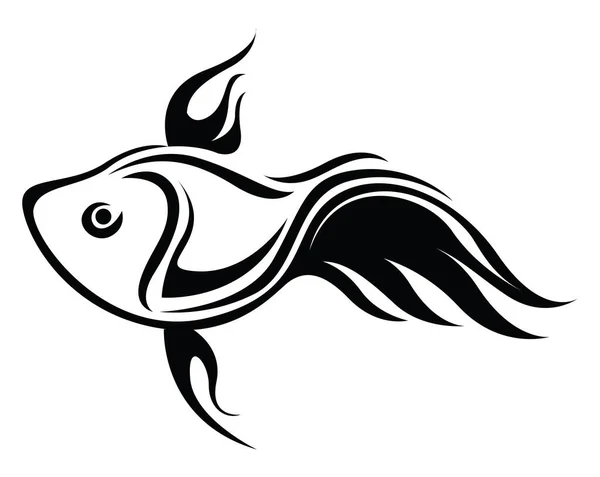 Татуировка Золотой Рыбкой Иллюстрация Татуировки Вектор Белом Фоне — стоковый вектор