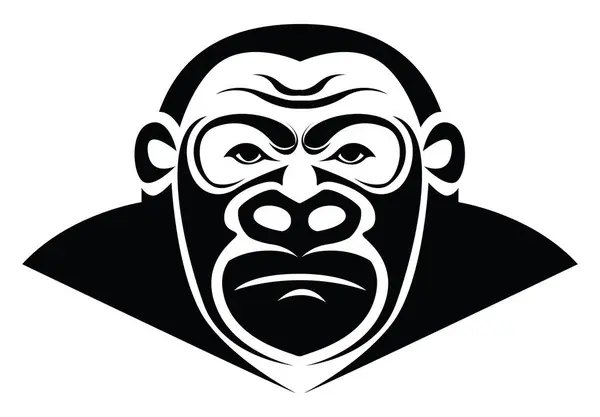 大猩猩头部纹身 纹身图解 白色背景上的载体 — 图库矢量图片