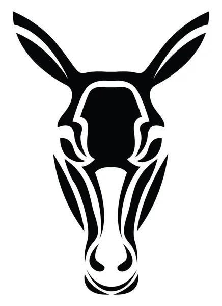 Donkey Huvud Tatuering Tatuering Illustration Vektor Vit Bakgrund — Stock vektor