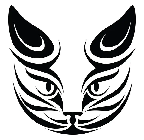 Tribal Katzenkopf Tätowierung Tätowierung Vektor Auf Weißem Hintergrund — Stockvektor