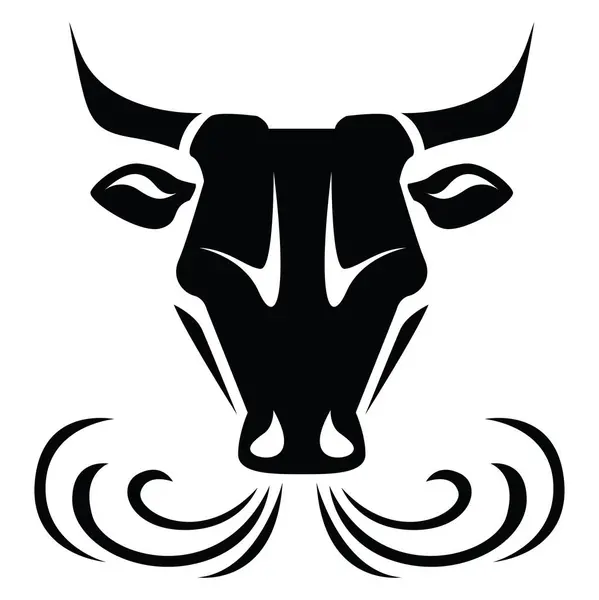 牛ヘッドタトゥー タトゥーイラスト 白い背景のベクター — ストックベクタ