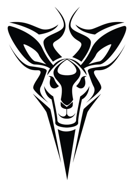 Antelope Kepala Tato Tato Ilustrasi Vektor Pada Latar Belakang Putih - Stok Vektor