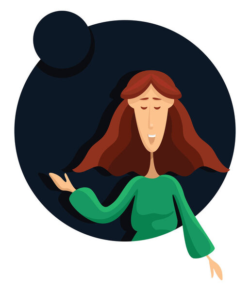 Woman singing song, illustration, vector on a white background.