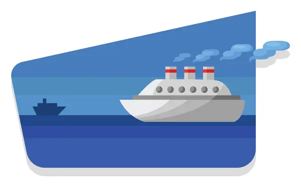 Gran Barco Mar Ilustración Vector Sobre Fondo Blanco — Vector de stock
