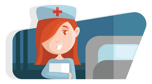 Smiling Nurse Illustration Vector White Background — Stock Vector