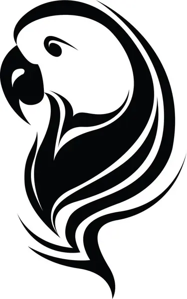 Tatuagem Pássaro Papagaio Ilustração Tatuagem Vetor Fundo Branco — Vetor de Stock