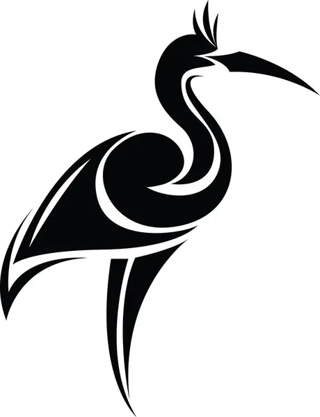 Tatuagem Pássaro Cegonha Ilustração Tatuagem Vetor Fundo Branco — Vetor de Stock