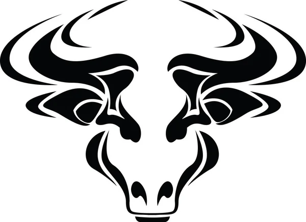 Bull Tattoo Hoofd Tattoo Illustratie Vector Een Witte Achtergrond — Stockvector