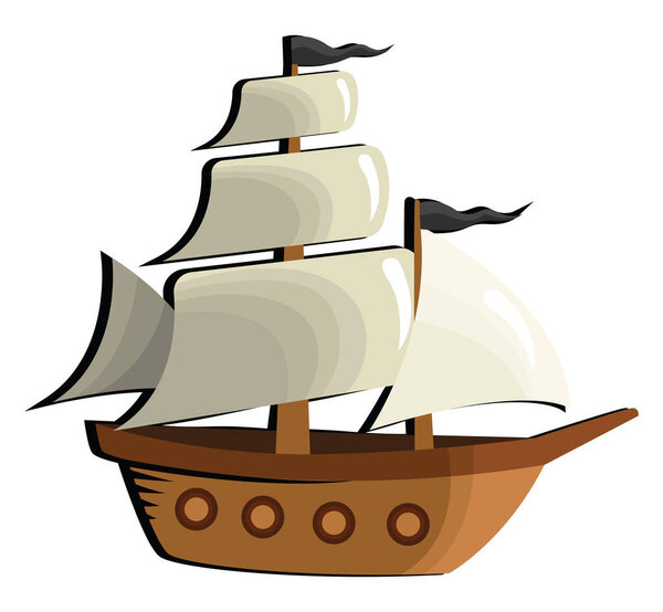 Татуировка деревянного корабля, иллюстрация, вектор на белом фоне.