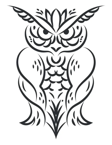 Uggla Fågel Tatuering Illustration Vektor Vit Bakgrund — Stock vektor