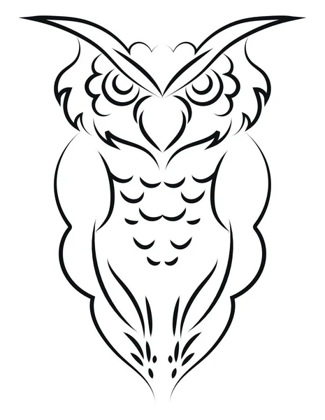 站立的猫头鹰纹身 白色背景上的载体 — 图库矢量图片