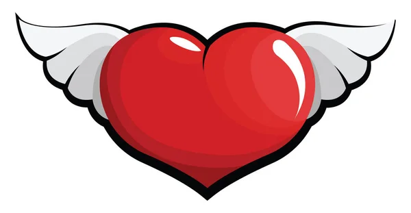 Kanatlı Kalp Dövmesi Illüstrasyon Beyaz Arka Planda Vektör — Stok Vektör