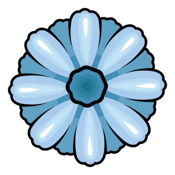 Tatuagem Flor Azul Ilustração Vetor Fundo Branco — Vetor de Stock