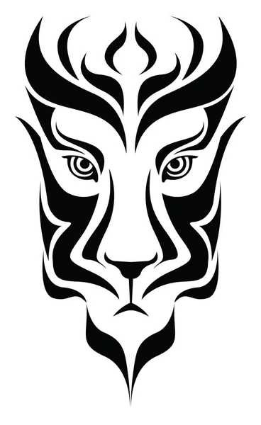 Татуировка Лице Льва Иллюстрация Вектор Белом Фоне — стоковый вектор