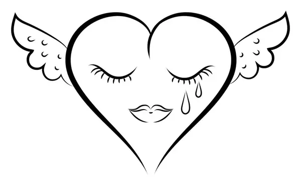 Sad Heart Tattoo Illustration Vector White Background — Stock Vector