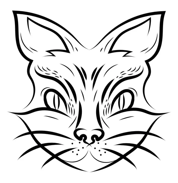 Katt Ansikte Tatuering Illustration Vektor Vit Bakgrund — Stock vektor