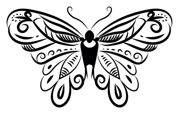 Tatuaggio Farfalla Disegno Illustrazione Vettore Sfondo Bianco — Vettoriale Stock