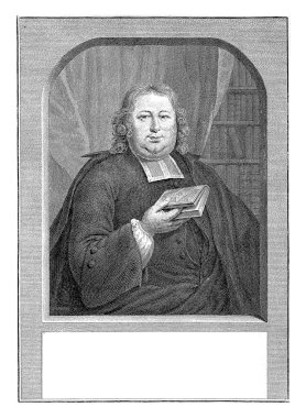 Johannes Beukelman 'ın portresi, Pieter Tanje, 1751 - 1801 Hague' deki vaiz Johannes Beukelman 'ın portresi, elinde bir İncil ile.