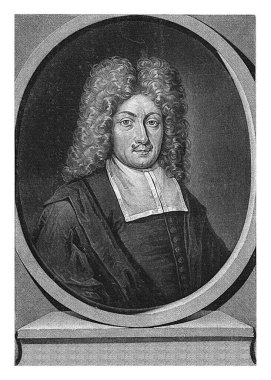 Joseph Wilhelm Baier 'in portresi, Pieter Schenk (I), 1695 - 1713 Joseph Wilhelm Baier, Weimar ve Halle' de ilahiyatçı, kıvırcık bıyıklı ve en üstte.