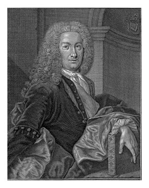 Jan Hartmann Degner 'ın portresi, Johannes Karnlein, Theodorus Caenen' den sonra, 1741, Jan Hartmann Degner 'ın sağındaki yarım boy portresi, Nijmegen' de hekim..