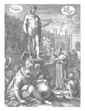 Jüpiter, Jan Saenredam, Hendrick Goltzius 'tan sonra, 1596' da bir bahçede çıplak Jupiter, liberal sanatların hükümdarı olarak bir kaidede duruyor. Elinde bir şimşek ve asa tutuyor..