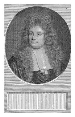 Steven Blankaart 'ın portresi, Gilliam van der Gouwen, 1670 - 1740 yılları arasında Hollandalı bir doktor, fizikçi ve böcek bilimci olan Steven Blankaart' ın oval çerçevedeki portresi.
