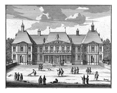 Honselaarsdijk Sarayı, Carel Allard (atfedilen), 1689 - 1702 Honselaarsdijk Sarayı cephesi sarayın önündeki meydanda bir grup aylak ile.