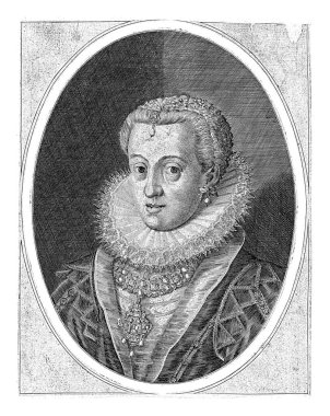Avusturya 'lı Maria Christina' nın 22 yaşındaki portresi, Dominicus Custos, 1596, eski oyma..