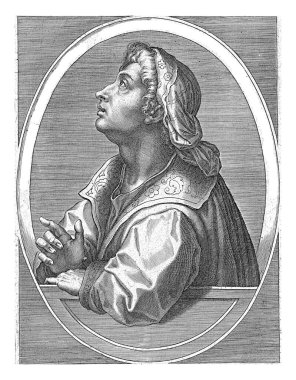 Ezekiel, Cornelis Galle (I), Jan van der Straet 'ten sonra, 1613 Peygamber Ezekiel, Latince yazı ile oval.