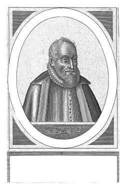 Jean Richardot 'un portresi, Hendrick Hondius (I), 1609 Jean Richardot' un sağında, oval bir çerçevede, Latince adı ve başlığı ile birlikte bir yazıtla örtülmüş..