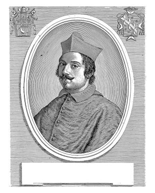 Kardinal Baccio Aldobrandini 'nin portresi, Giuseppe Maria Testana, 1658 - 1679 Sol ve sağ üstte bir arma.