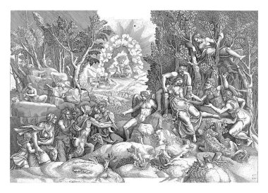 Cehalus ve Orman Tanrıları, Giulio Romano 'nun ardından, Giorgio Ghisi' nin ölümü için yas tutuyor. 1530 - 1582 Cephalus, kollarında ölü Procris 'in cesediyle birlikte bir arazide oturuyor..