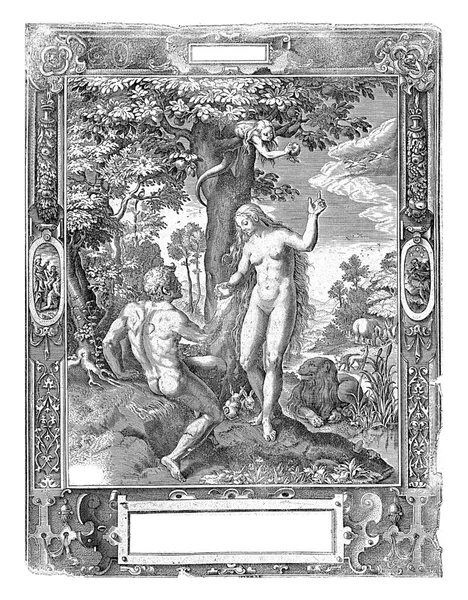 Sin Anonymous Maerten Vos 1584 Eve Offers Adam Apple While — Stock Photo, Image